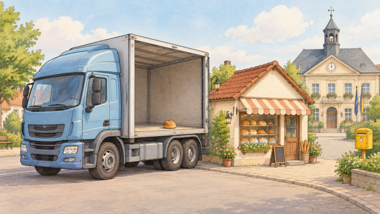 Der Lkw für den Weg zum Bäcker